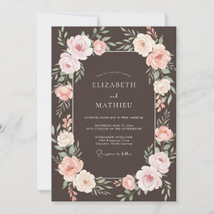 Espresso Moody Rose Hochzeit Einladung
