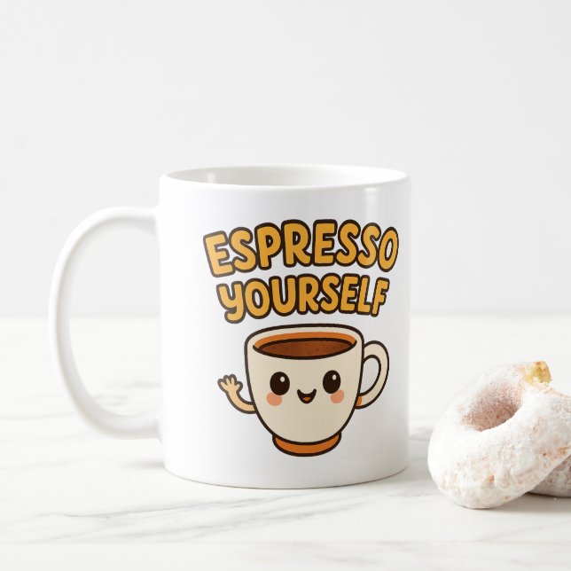 Espresso | Niedliche und lustige Kaffeepultur Kaffeetasse (Mit Donut)