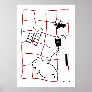 Espresso-Notfall — Katze mit Kaffeetropf-Humor Poster