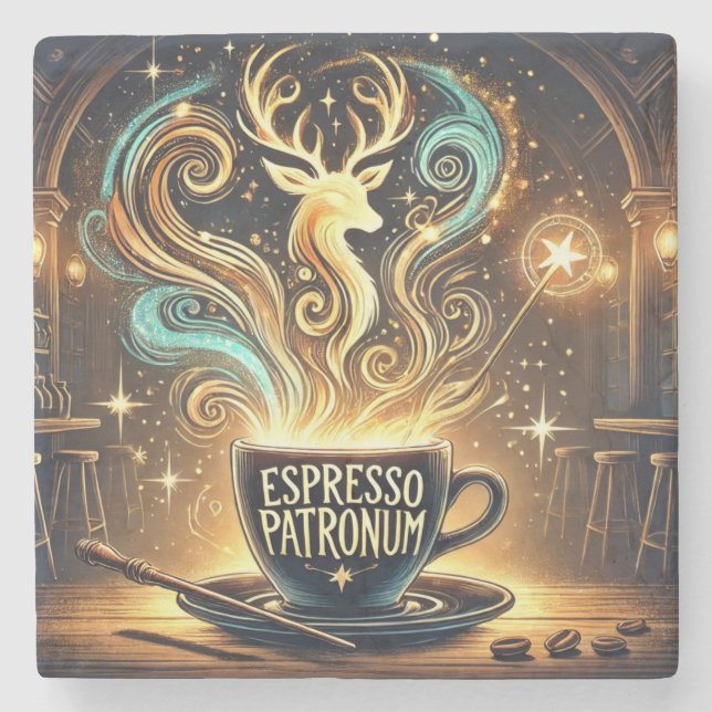 Espresso Patronum Steinuntersetzer (Vorderseite)