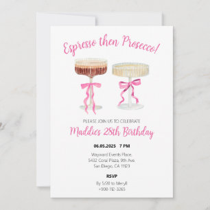 Espresso puis Prosecco Anniversaire Invitation Des