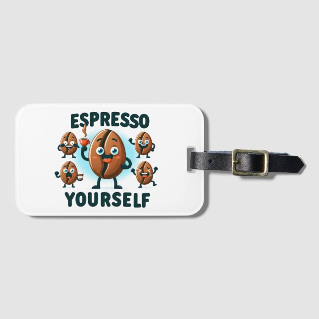 Espresso selbst Kaffee Gepäckanhänger (Vorderseite (Horizontal))