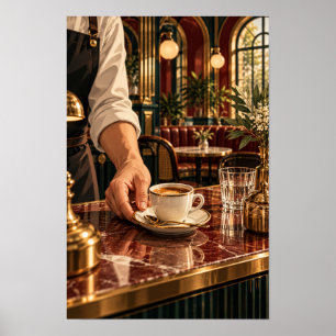 Espresso, serviert in einem eleganten Café – Luxus Poster