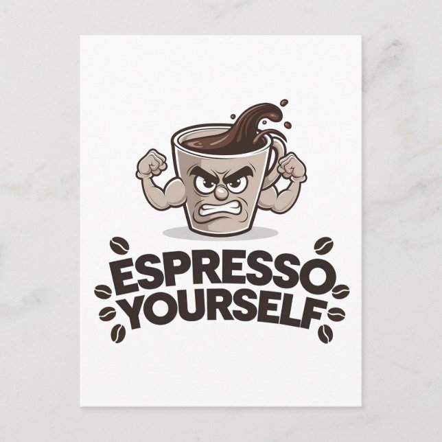 Espresso Sie selbst - Funny Coffee Lover Design Postkarte (Vorderseite)