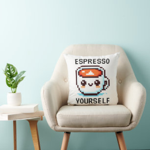 Espresso Sie selbst - Funny Pixel Art Coffee Desig Kissen