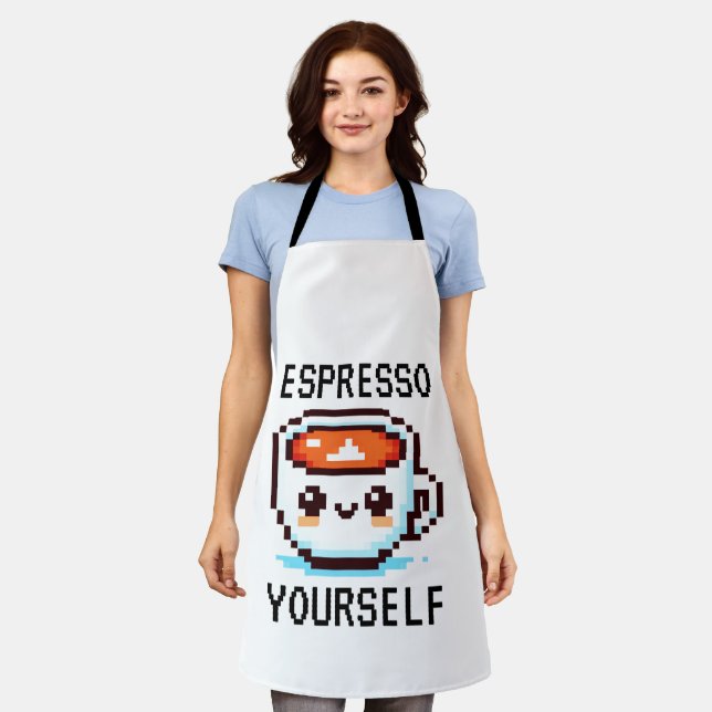 Espresso Sie selbst - Funny Pixel Art Coffee Desig Schürze (Getragen)