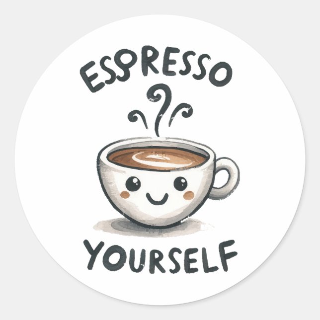 Espresso Sie selbst Kaffee Runder Aufkleber (Vorderseite)