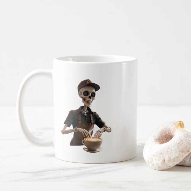 Espresso Sie selbst - Skeleton Coffee Shop Vibes Kaffeetasse (Mit Donut)