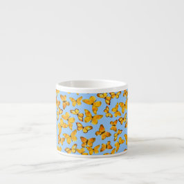Espresso-Tasse, Goldene Schmetterlinge auf blau Espressotasse