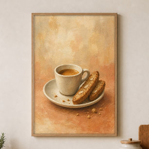 Espresso-Tasse und Biscotti-Aquarellposter Poster