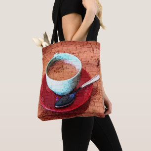 Espresso-Tasse und Löffel Wortwolke Tasche