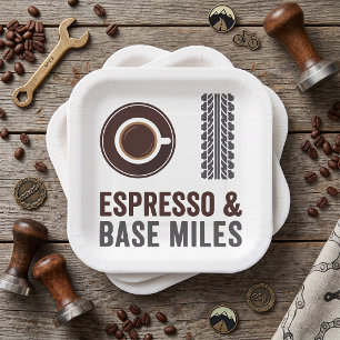 Espresso und Base Miles Radfahren Kaffeeliebhaber Pappteller