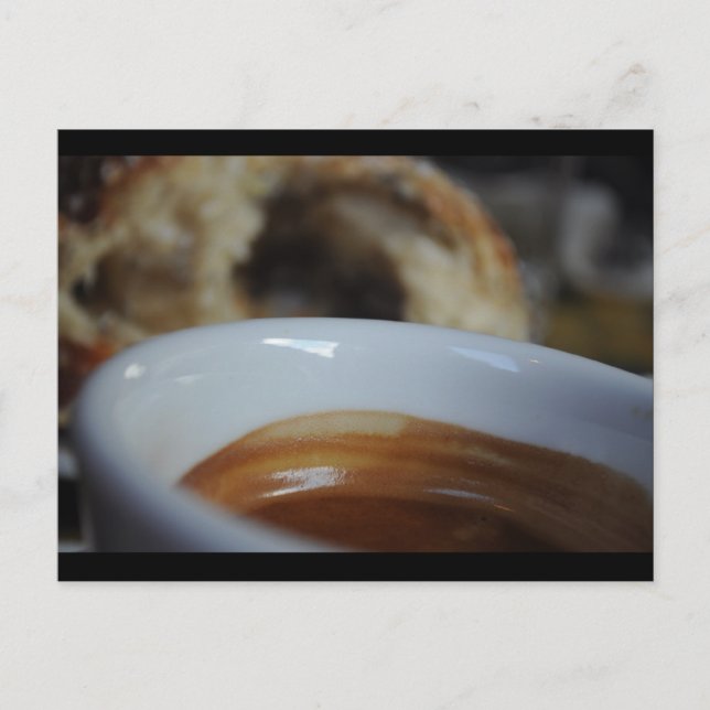 Espresso und Cinnamon roll Postkarte (Vorderseite)