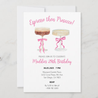 Espresso und Prosecco Geburtstag laden Design ein Einladung