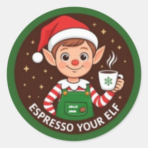 Espresso Your Elf Runder Aufkleber