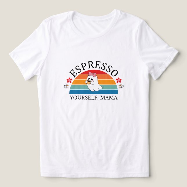 Espresso Yourself Mama - Retro Rainbow Ghost Tri-Blend Shirt (Design Vorderseite)