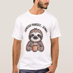 Espresso Yourself Slowly-Shirt   Lustiger Faultier T-Shirt