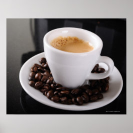 Espressotasse mit schwarzer Granitmarke Poster