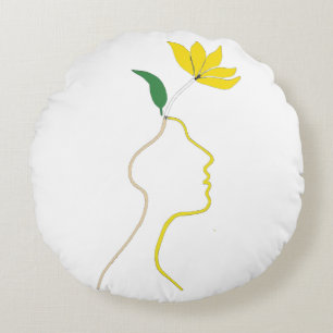 Esprit dans Coussin rond en fleur - Tête minimalis
