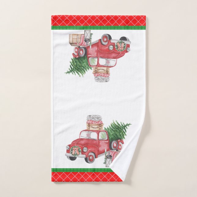 Esprit d'un pays Noël Vieux Camion Arbre Bain (Serviette à main)