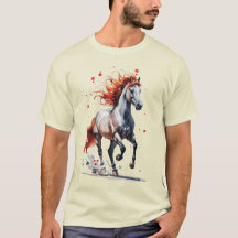 Esprit Fougueux - T-Shirt Aquarelle Cheval Majestu