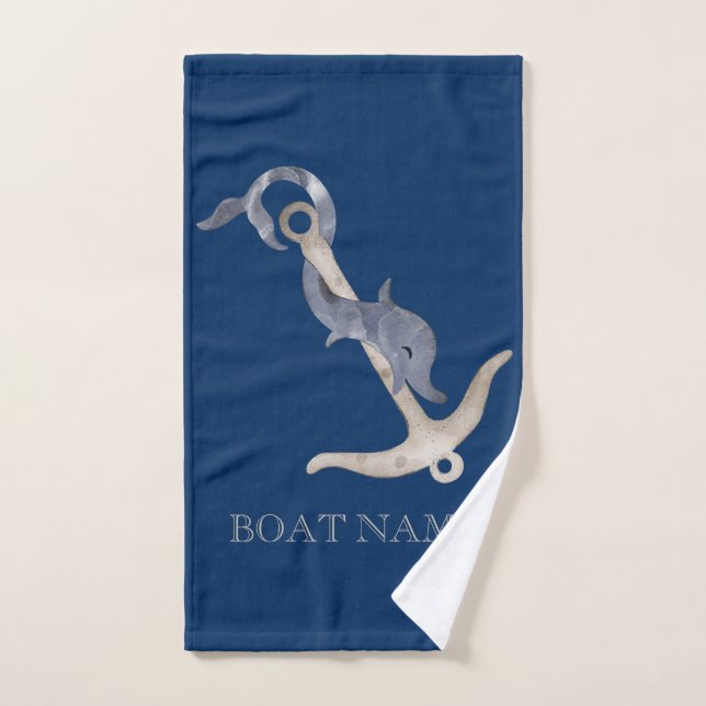 Esprit nautique Ancre Dauphin Marine Bleu (Serviette à main)