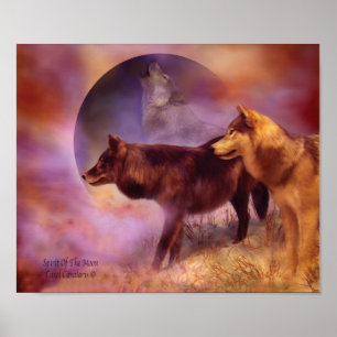 Esprits De La Lune Loup Poster D'Art / Imprimer