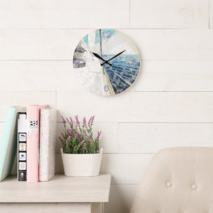 Esquisse de bateau de mer Egée Horloge ronde - Nau