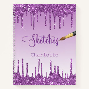 Esquisse de parties scintillant violet de carnet d