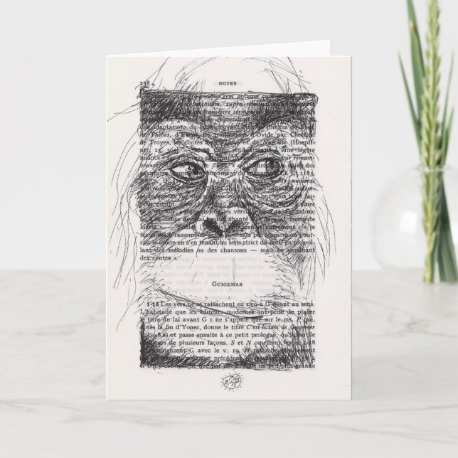 Esquisse d'Orangutan sur la carte de page du livre (Devant)