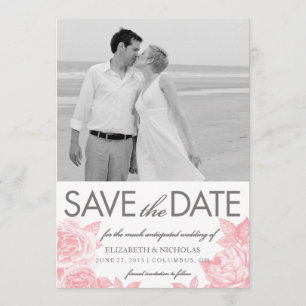 Esquisse Rose Enregistrer la date Carte photo en r