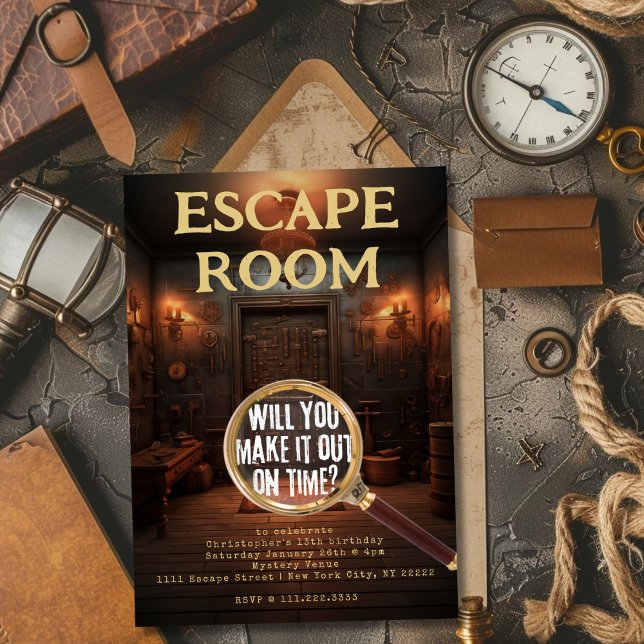 Esroom Games Birthday Party Einladung (Escape Room Games Birthday Party Invitation)