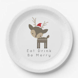 Ess Drink sei frohe Weihnachtsmahl in roter Weihna Pappteller