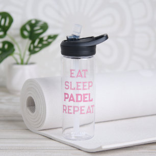 Ess Schlaf Padel wiederholen Padel Spieler rosa Trinkflasche