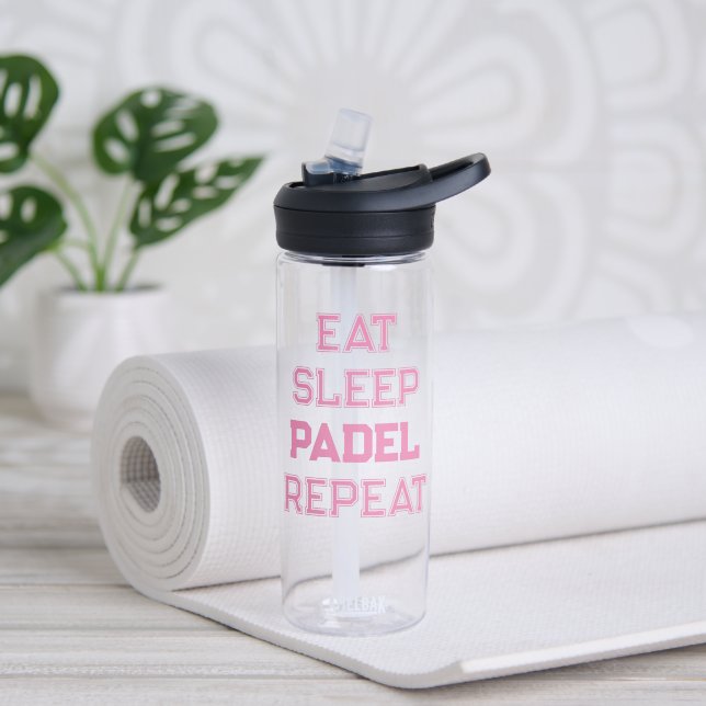 Ess Schlaf Padel wiederholen Padel Spieler rosa Trinkflasche (Yoga)