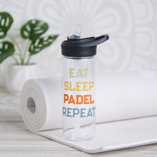 Ess Schlaf Pdel wiederholen Padel Spieler Rettro Trinkflasche (Yoga)