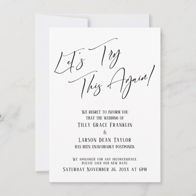 Essayons cette carte Mariage simple reportée (Devant)