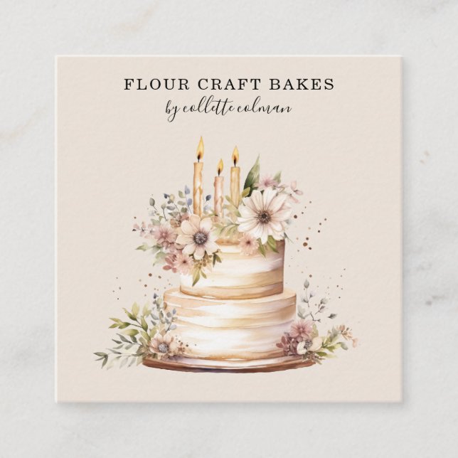 Essbare Blume Kuchen Bäckerei Konditorgebäck Koch  Quadratische Visitenkarte (Vorderseite)