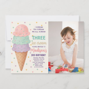 Essbare Eiscreme zum Geburtstag Einladung für Kind