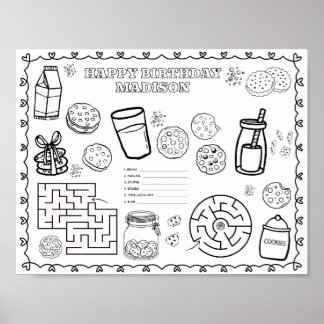 Essbare Milch-Cookies Geburtstags-Malmatte Poster