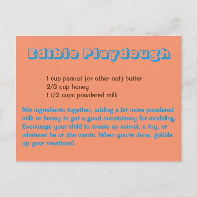 Essbare Playdough mit blauem Schriftart Postkarte (Vorderseite)