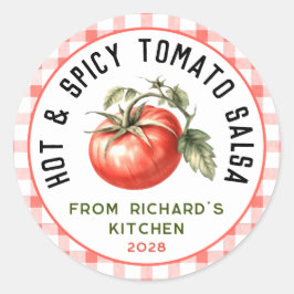 Essbare scharfe Tomatensalsa zum Einmachen Runder Aufkleber