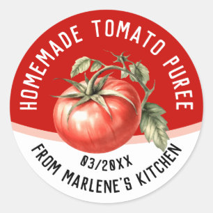 Essbare selbstgemachte Tomatenpüree mit roter Toma Runder Aufkleber