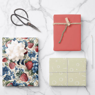 Essbares Farbgeschenk Erdbeere Heidelbeere Berries Geschenkpapier Set