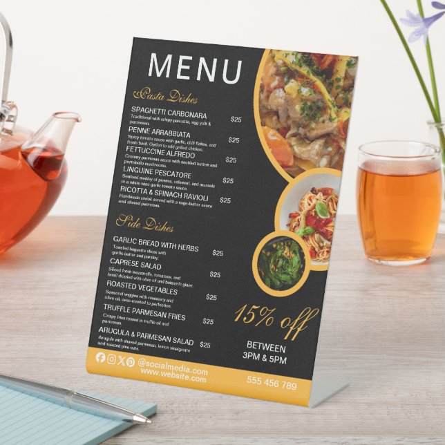 Essbares Restaurant-Menü-Tischschild Sockelschild (In Situ)
