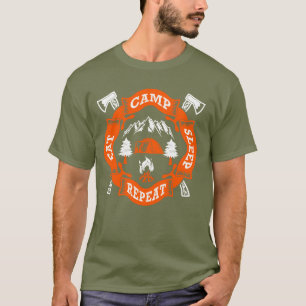Esse Lager Schlafen Wiederholen Feuer Gekreuzte Äx T-Shirt