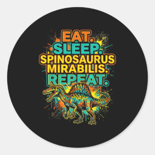 Esse schlaf spinosaurus mirabilis wiederhole sprit runder aufkleber