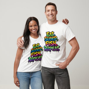 Esse Schlafe Fische Wiederhole Regenbogen Graffiti T-Shirt