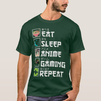 Esse Schlafen Anime Gaming Wiederholen Gamer Menee T-Shirt