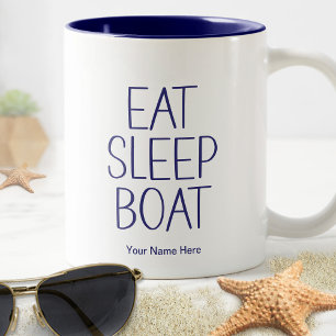Esse Schlafen Boot Lustig Kapitän Angeln Humor Zweifarbige Tasse